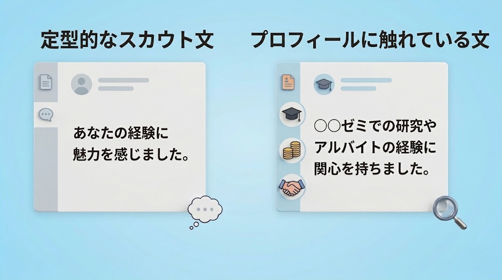定型的なスカウト文とプロフィールに触れている文の違い