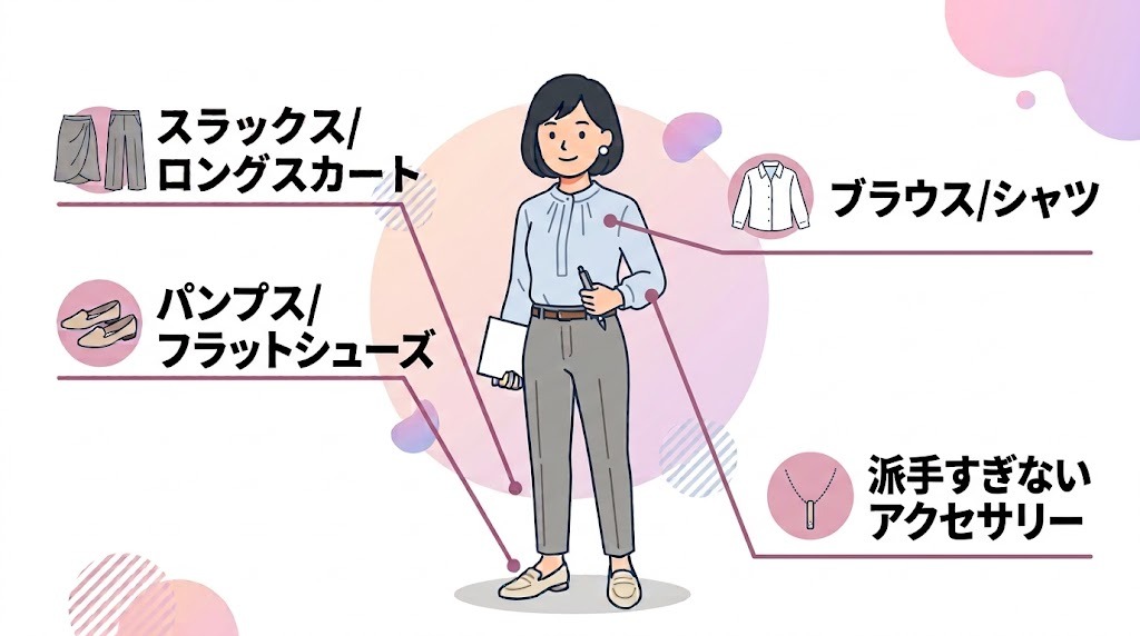 女性のオフィスカジュアル服装例