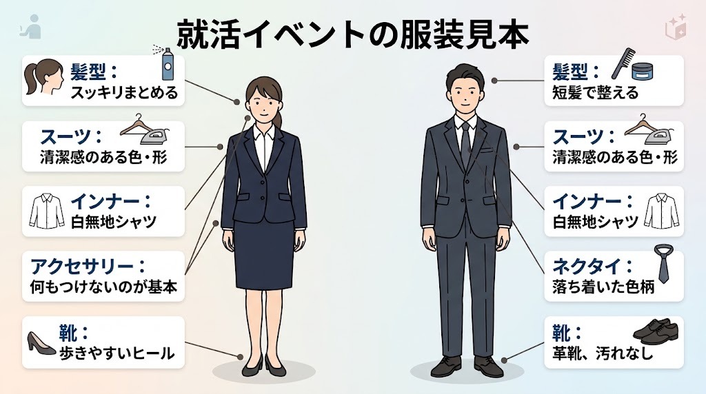 就活イベントに参加する服装の例