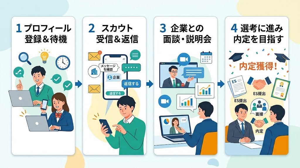 逆求人・スカウトサイトで選考へ進むまでの流れ