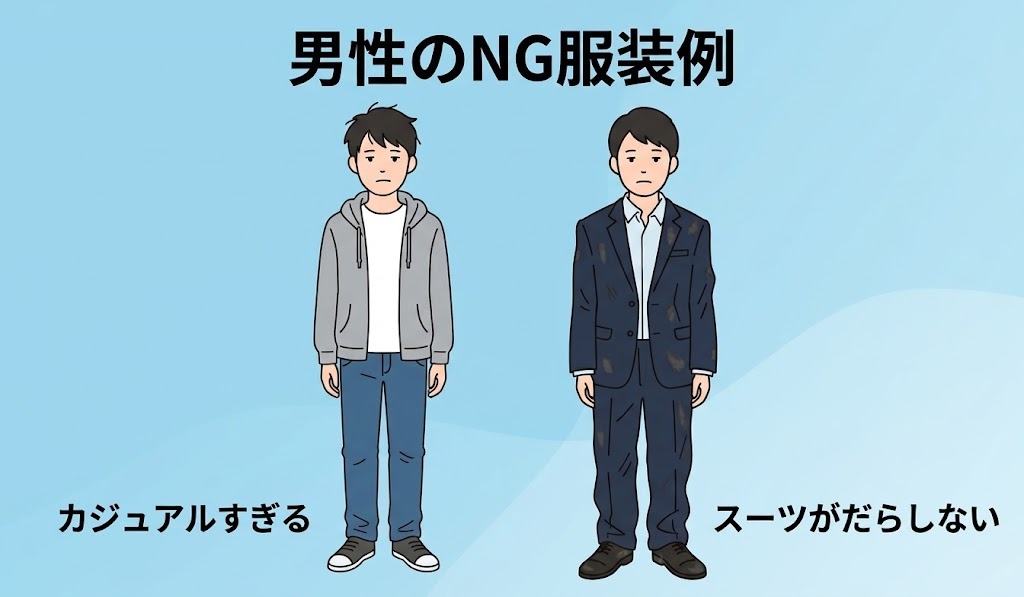 インターンでNGな男性の服装例