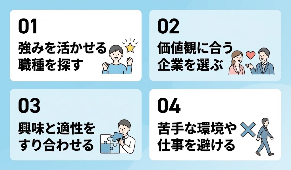 自己分析の結果を自分に合う仕事選びに活かす4つの方法