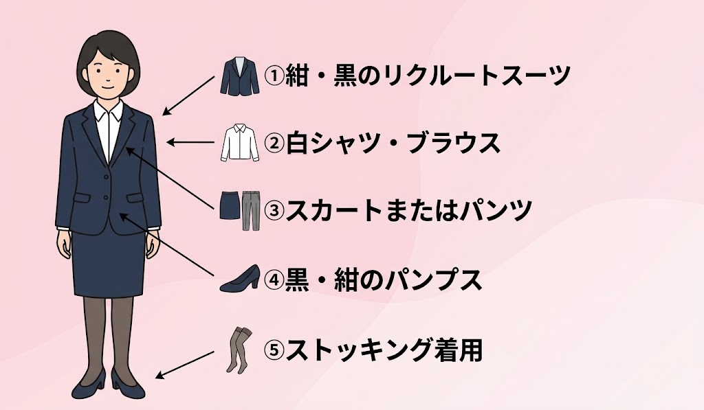 女性のインターンシップのスーツ服装例